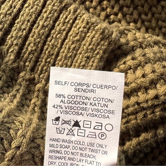 Lucky Brand Chunky Knit Sweater Cut Outs Olive Size M‎ - Picture 7 of 9